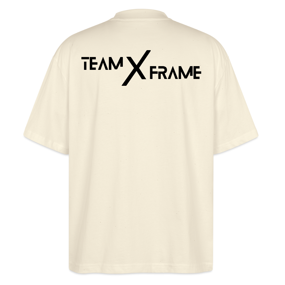 Premium Organic Unisex Oversized Shirt Team XFrame 2 | Stylisches Bodybuilding Shirt (Heller Stoff) - Weißgrau