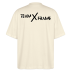 Premium Organic Unisex Oversized Shirt Team XFrame 2 | Stylisches Bodybuilding Shirt (Heller Stoff) - Weißgrau
