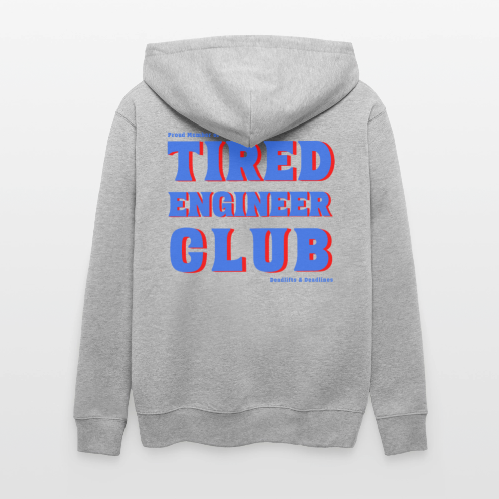 Tired Engineer Club Zipper Hoodie – Bio Unisex mit Statement | Planet Pioneers - Grau meliert