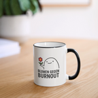 Tasse „Blumen gegen Burnout“ | Keramik, Spülmaschinenfest, Geschenkidee - Weiß/Schwarz