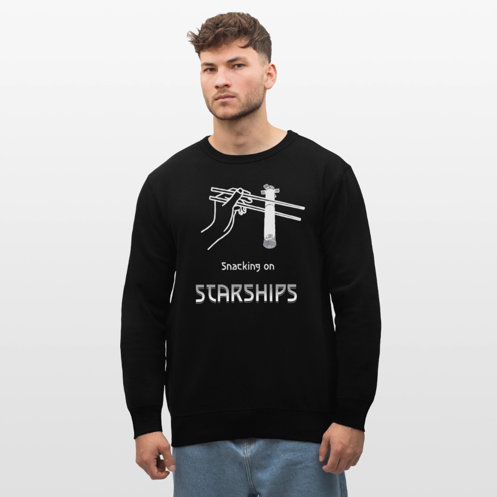 Starship Sweatshirt mit futuristischem Frontprint | „Snacking on Starships“ | 100% Bio-Baumwolle - Schwarz