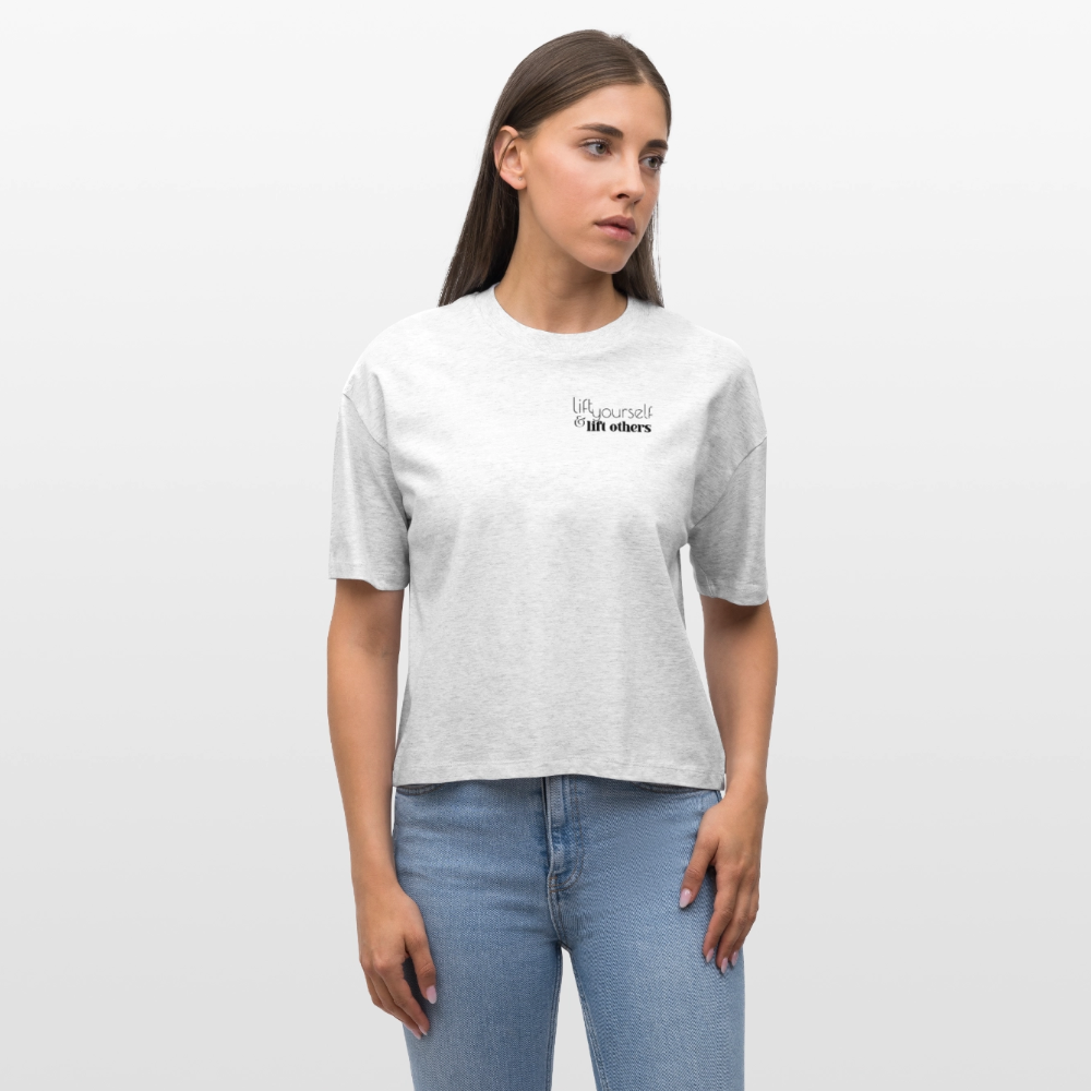 Lift Others | Organic Empowerment Shirt im Boxy Schnitt | Dark Print - Weiß meliert