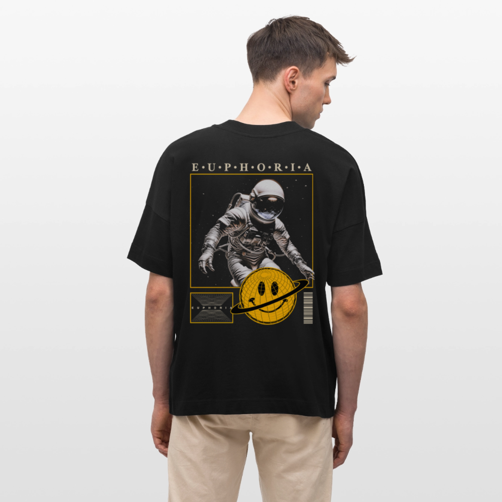 Premium Oversized Bio-Baumwoll T-Shirt mit Weltraum Design | Nachhaltiges Unisex T-Shirt EUPHORIA - Schwarz
