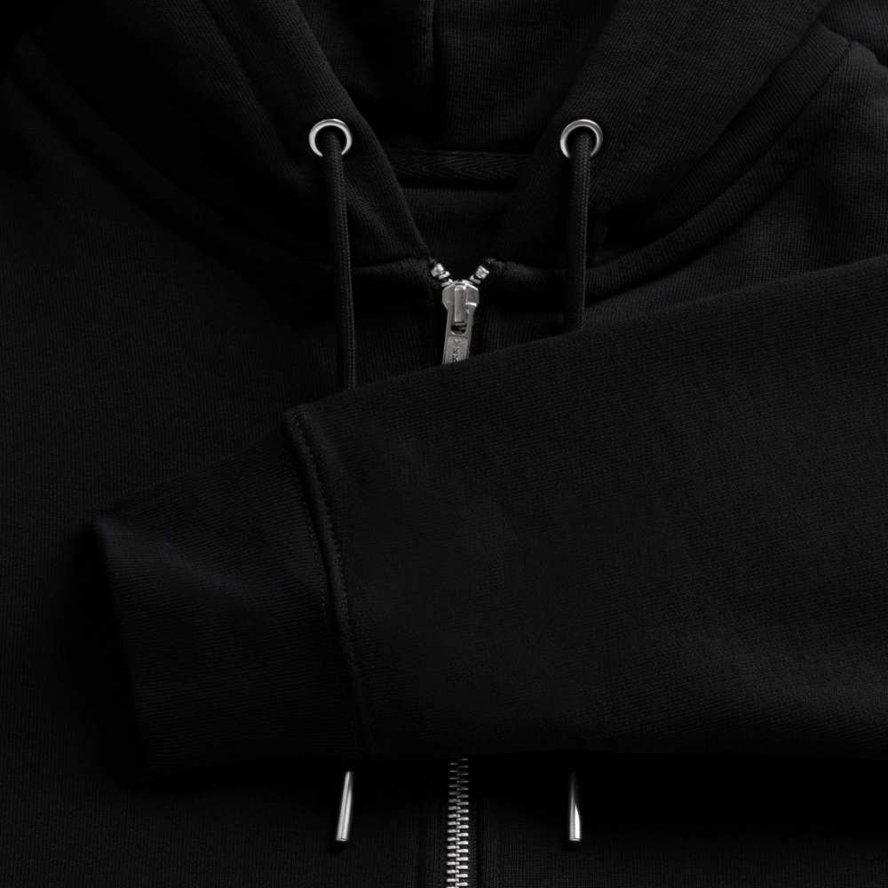 Tired Engineer Club Zipper Hoodie – Bio Unisex mit Statement | Planet Pioneers - Schwarz