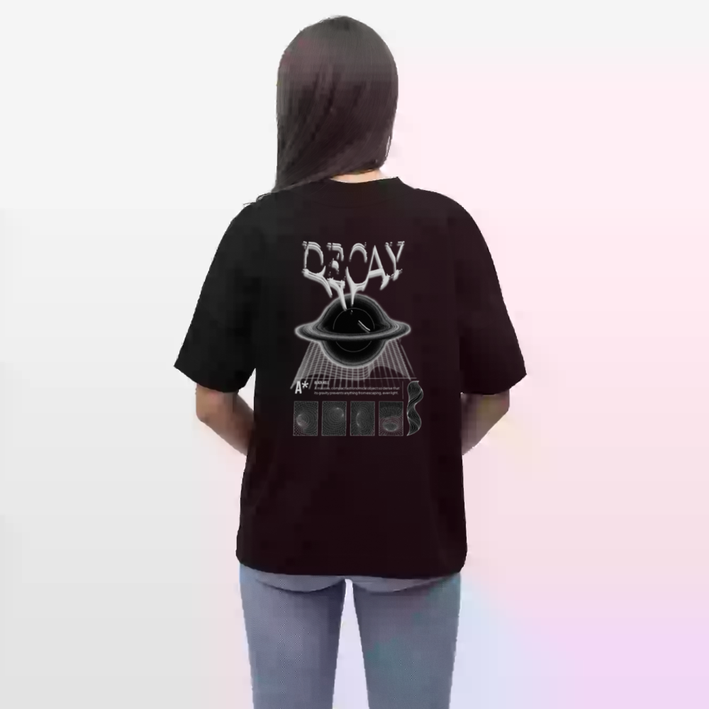 Oversized Black Hole T-Shirt DECAY | Premium Space-Design aus 100% Bio-Baumwolle - Schwarz