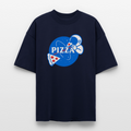 NASA Pizza Fusion Shirt | Oversized Unisex Bio T-Shirt mit Astronaut & Pizzastück - Navy