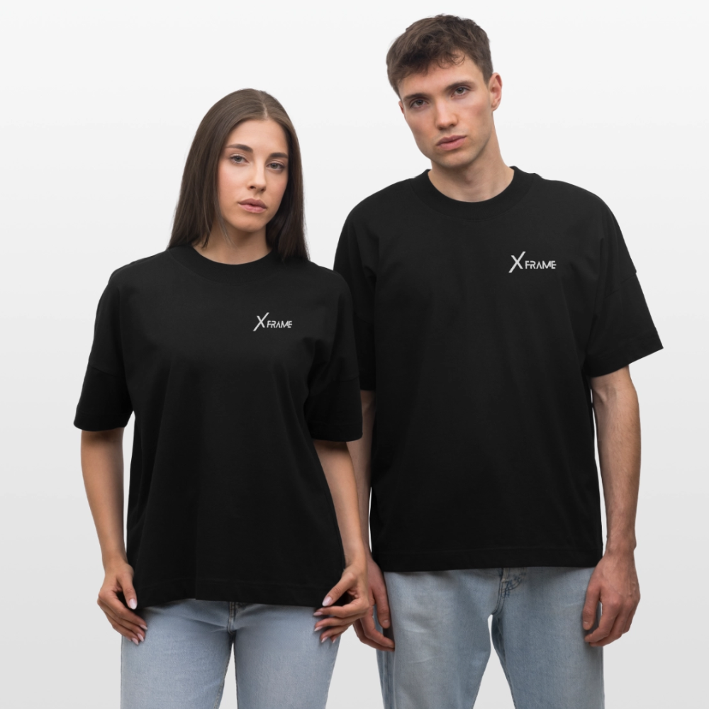 XFRAME Oversized Shirt Unisex | Premium Fitness T-Shirt mit Bodybuilding-Silhouette (Dunkler Stoff) - Schwarz