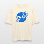 NASA Pizza Fusion Shirt | Oversized Unisex Bio T-Shirt mit Astronaut & Pizzastück - Weißgrau