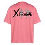 XFRAME Oversized Shirt Unisex | Premium Fitness T-Shirt mit Bodybuilding-Silhouette (Heller Stoff) - Pink 
