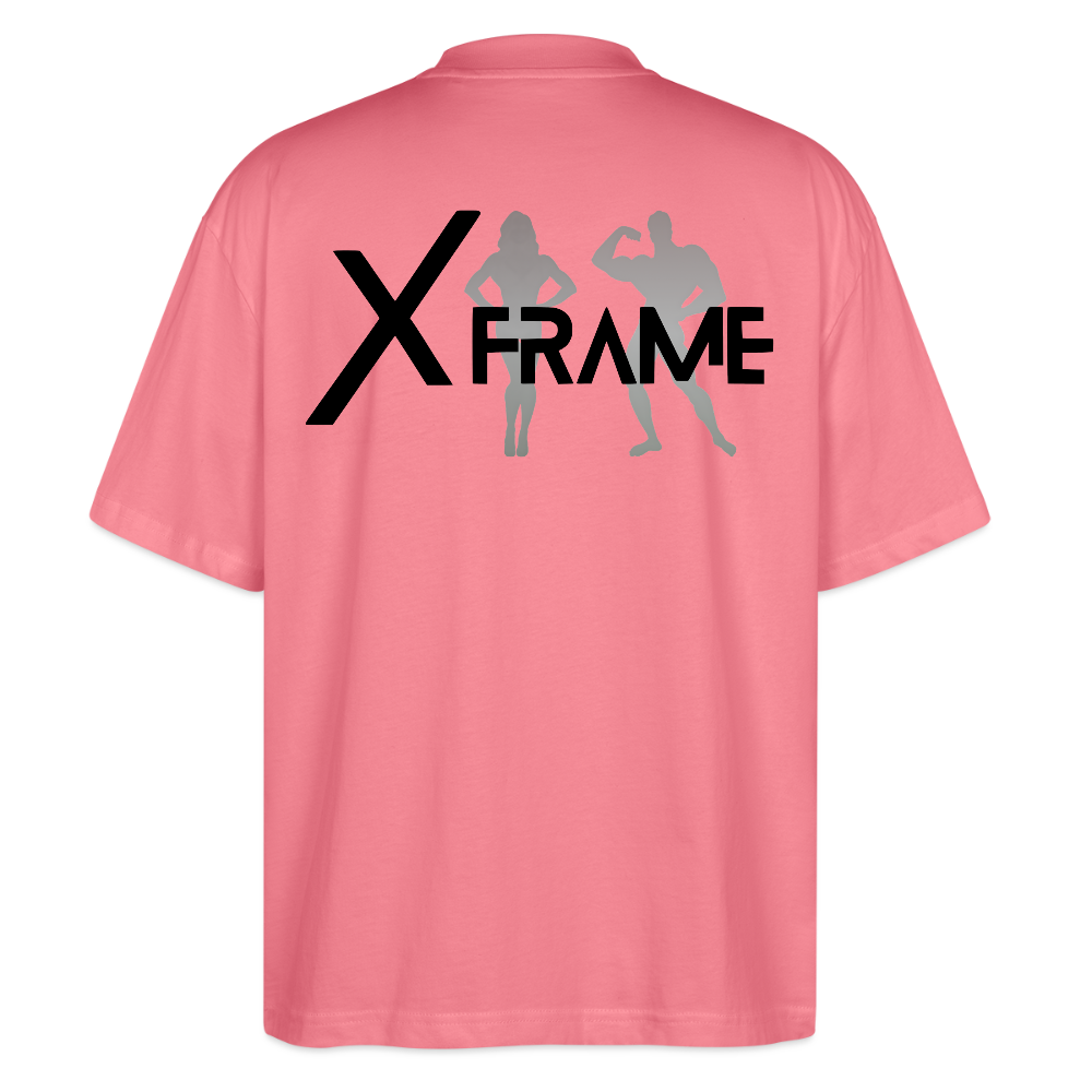 XFRAME Oversized Shirt Unisex | Premium Fitness T-Shirt mit Bodybuilding-Silhouette (Heller Stoff) - Pink 