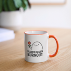 Tasse „Blumen gegen Burnout“ | Keramik, Spülmaschinenfest, Geschenkidee - Weiß/Orange