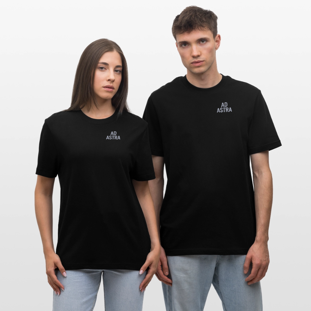 AD ASTRA Bestickung auf Organic Unisex Relaxed Fit Shirt | Nachhaltiges Space-Design mit 100% Bio-Baumwolle - Schwarz