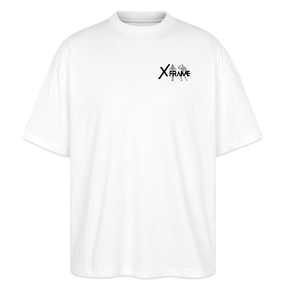 Premium Organic Unisex Oversized Shirt Team XFrame 2 | Stylisches Bodybuilding Shirt (Heller Stoff) - Weiß