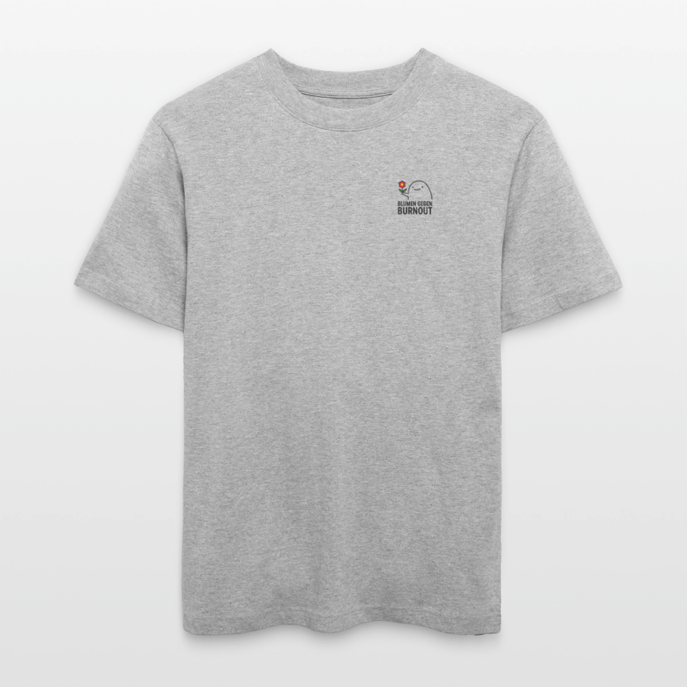 Relaxed Fit Shirt „Blumen gegen Burnout“ | Bio-Baumwolle, Unisex, Nachhaltige Produktion - Grau meliert