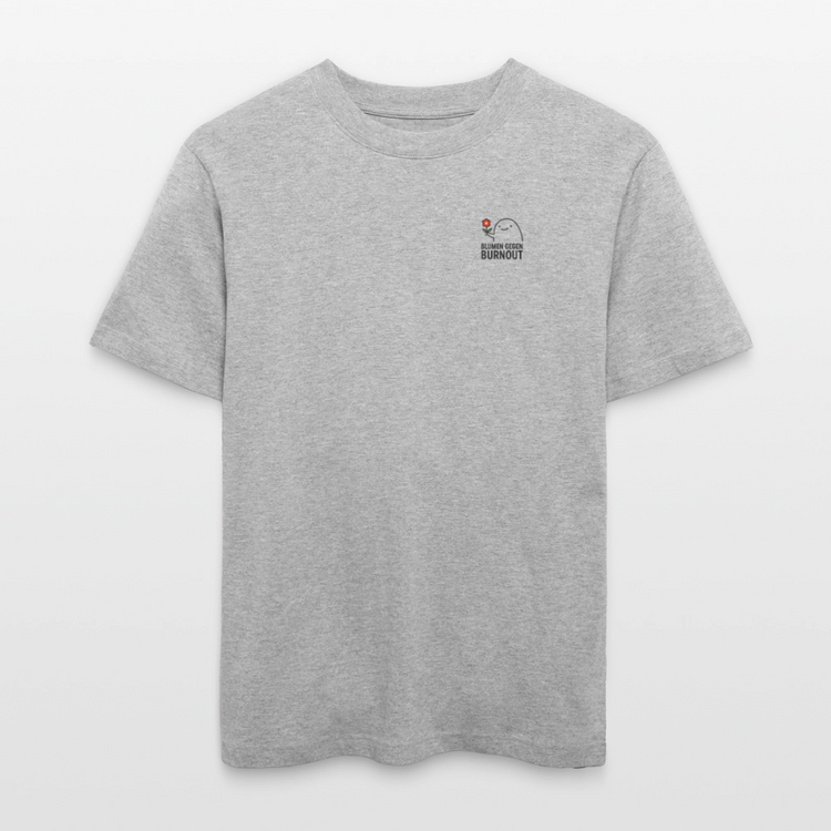 Relaxed Fit Shirt „Blumen gegen Burnout“ | Bio-Baumwolle, Unisex, Nachhaltige Produktion - Grau meliert