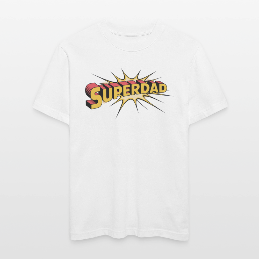 Superdad Relaxed Fit (Unisex) T-Shirt | Comic-inspiriertes Vatertagsdesign im Pop-Art-Stil - Weiß