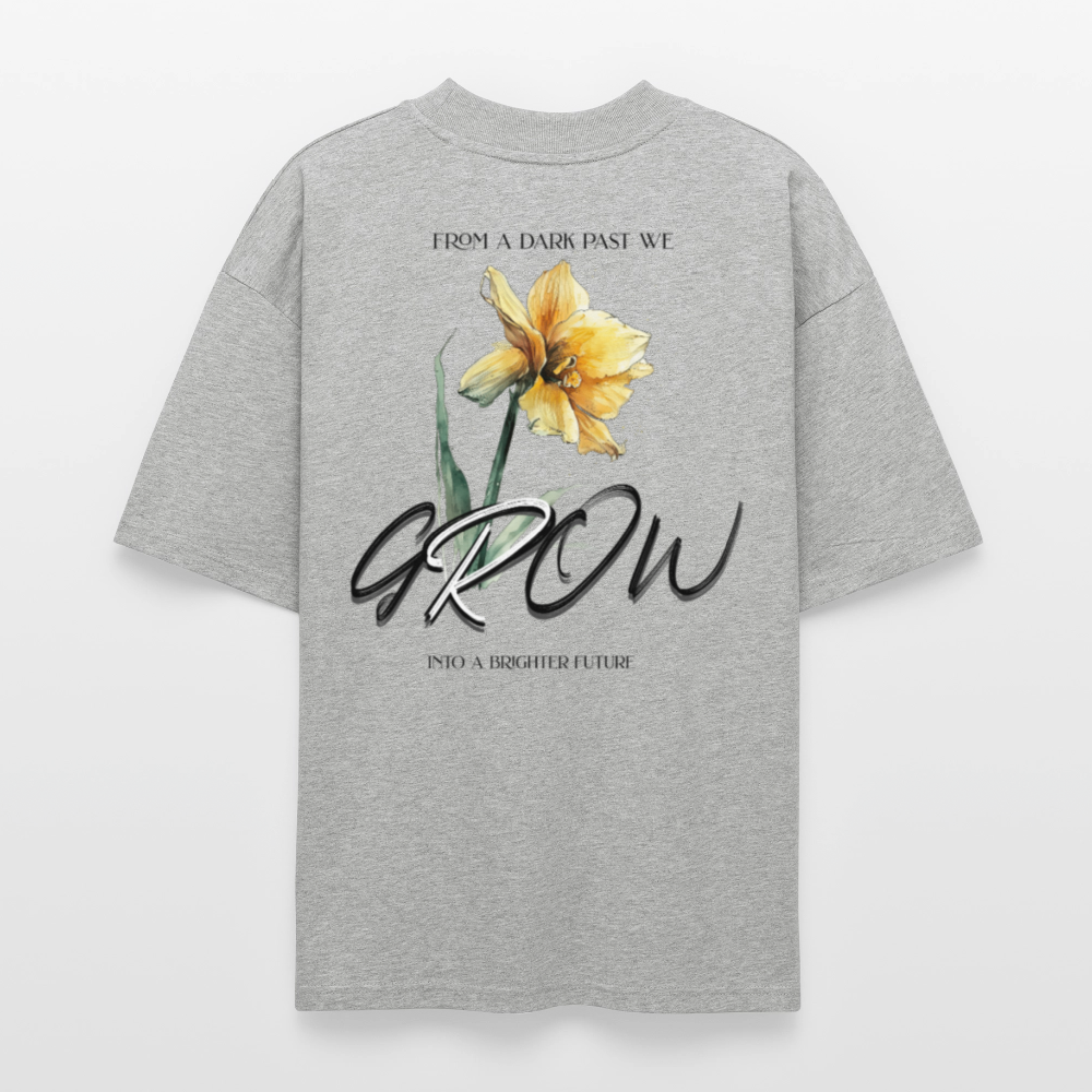 Oversized Bio T-Shirt Unisex – „Grow from a dark past“ Statement | Nachhaltig & stylisch - Grau meliert