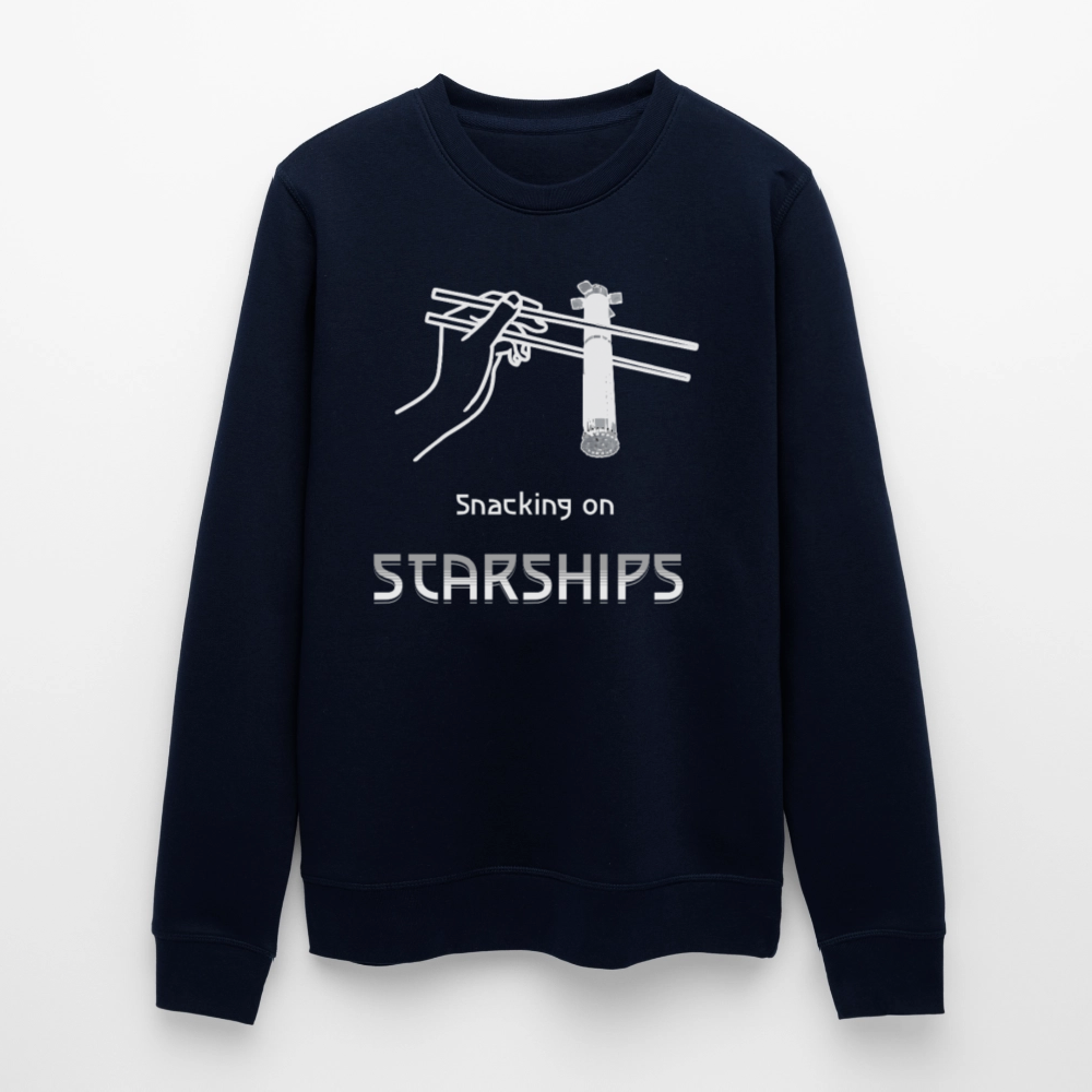 Starship Sweatshirt mit futuristischem Frontprint | „Snacking on Starships“ | 100% Bio-Baumwolle - Navy