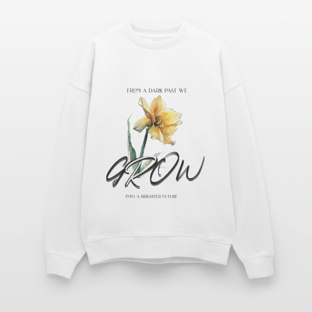 Bio Sweatshirt Unisex mit „Grow“-Statement | Fair Fashion mit floraler Botschaft - Weiß