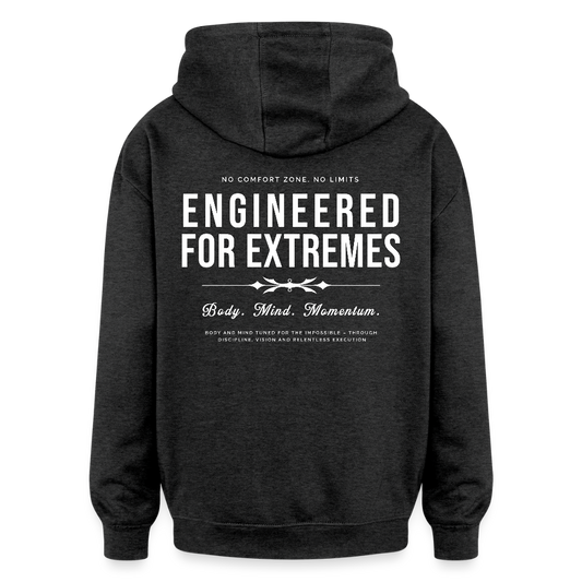 Motivierender Oversized Unisex Hoodie in Premium Qualität | Engineered For Extremes - Anthrazit