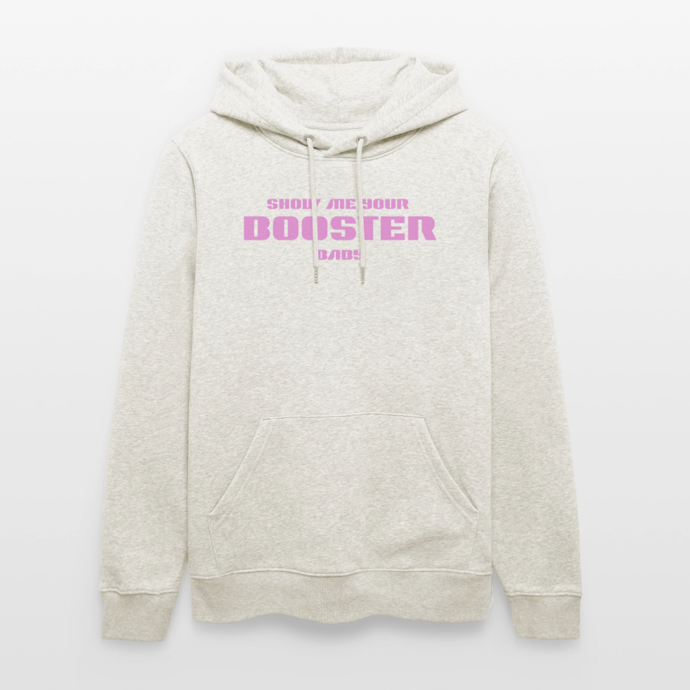 Unisex Hoodie Bio – "Show Me Your Booster Baby" | Astronauten-Vibes & Space-Look - Beige meliert