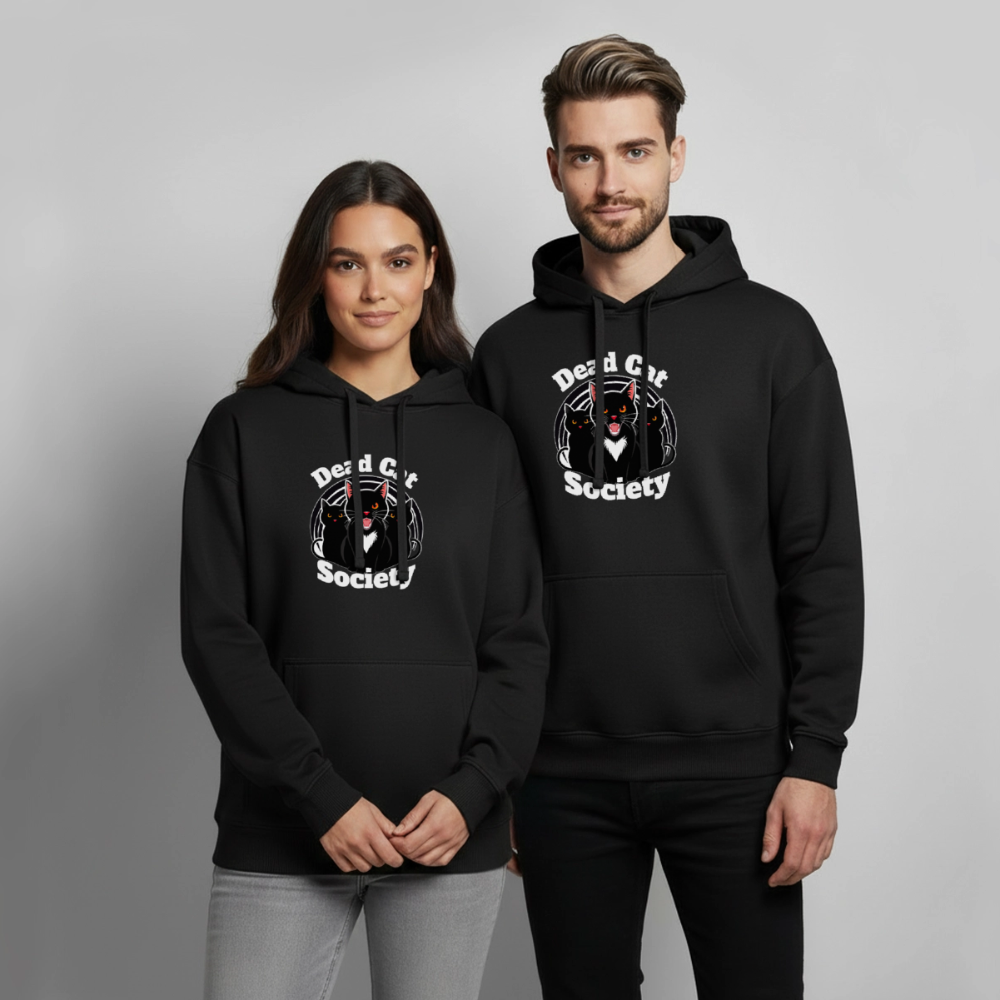 Premium Bio-Hoodie Oversized: Dead Cat Society – Lustiges Schrödingers Katze Quantenphysik Design - Schwarz
