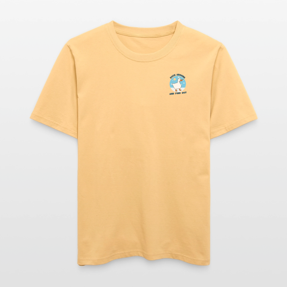 Lustiges Entenshirt „Duck Around and Find Out“ | Unisex Statement-Shirt aus Bio-Baumwolle - Hellgelb