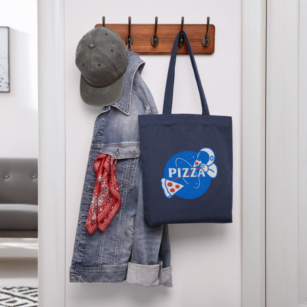 NASA Pizza Fusion Jutebeutel | Bio Stofftasche mit Astronaut-Pizza-Design - melange Blue