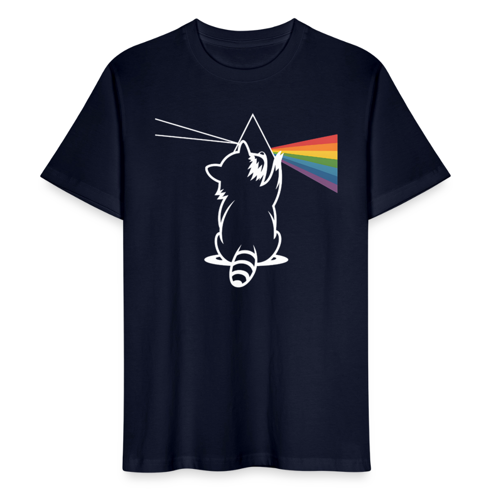 Raccoon Prism T-Shirt – Bio Unisex Shirt mit Regenbogen-Design - Navy