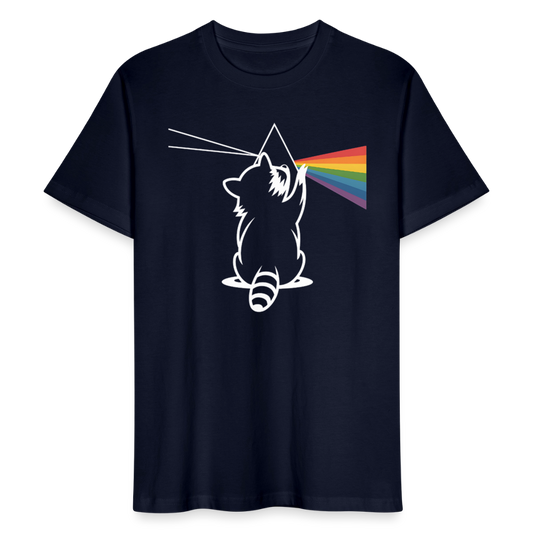 Raccoon Prism T-Shirt – Bio Unisex Shirt mit Regenbogen-Design - Navy