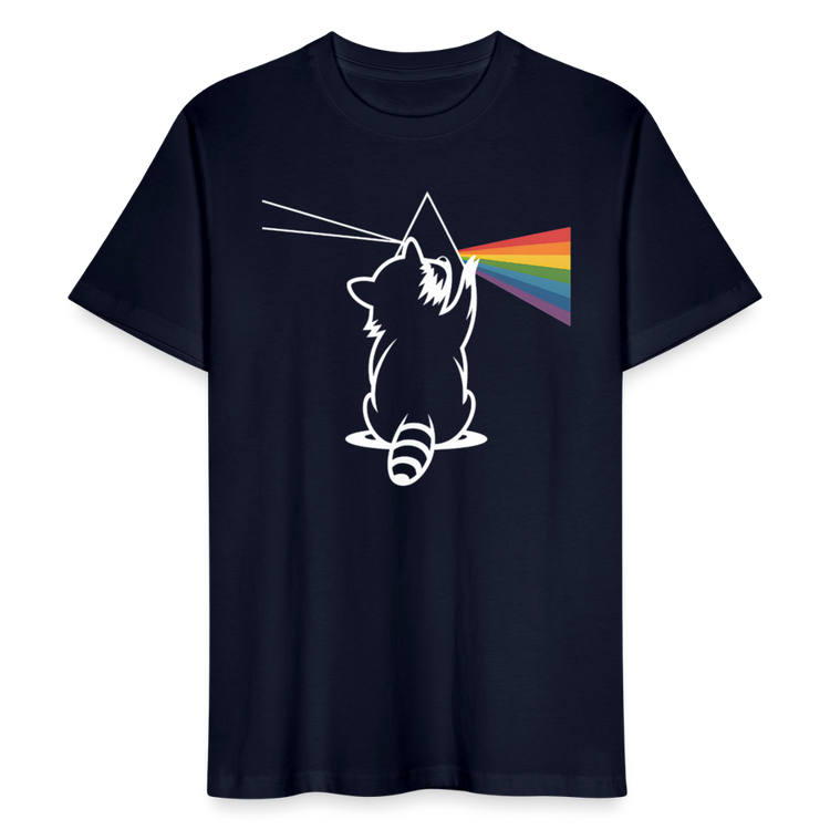 Raccoon Prism T-Shirt – Bio Unisex Shirt mit Regenbogen-Design - Navy