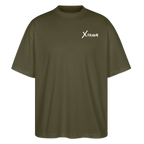 XFRAME Oversized Shirt Unisex | Premium Fitness T-Shirt mit Bodybuilding-Silhouette (Dunkler Stoff) - Khaki