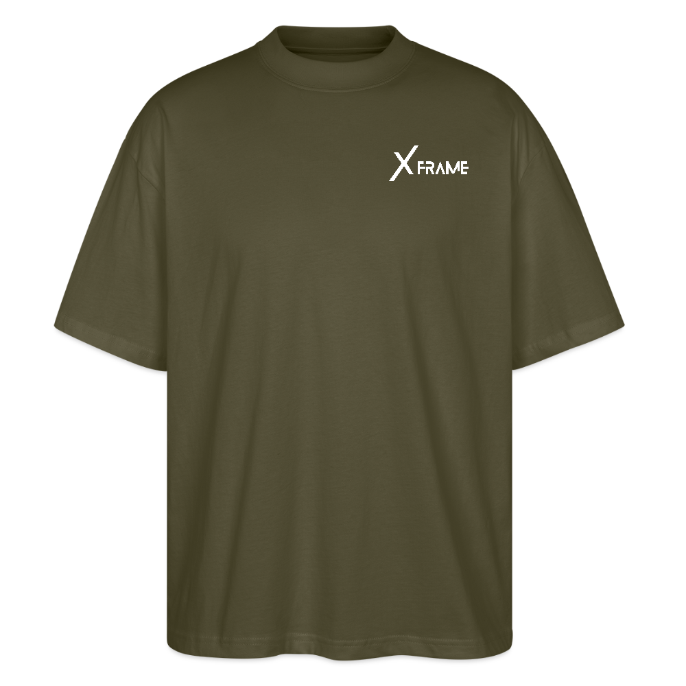 XFRAME Oversized Shirt Unisex | Premium Fitness T-Shirt mit Bodybuilding-Silhouette (Dunkler Stoff) - Khaki