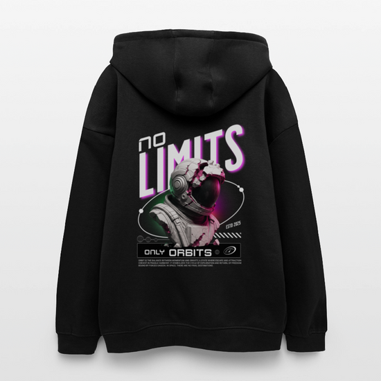 NO LIMITS Oversized Hoodie | Astronaut Design für Space-Fans - Schwarz