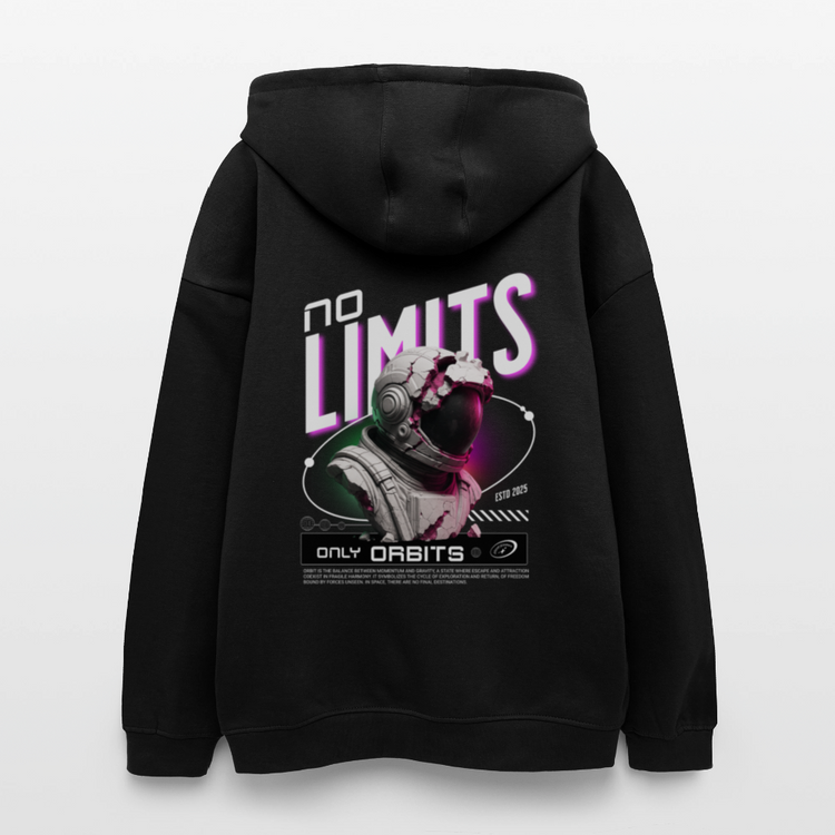 NO LIMITS Oversized Hoodie | Astronaut Design für Space-Fans - Schwarz