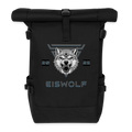 Rolltop Rucksack EISWOLF 2025 – Robuster Outdoor-Rucksack mit Wolf-Design & taktischer Ästhetik - Schwarz