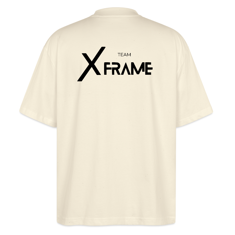 Premium Organic Oversized Shirt | Team XFrame | Stylisches Unisex Shirt für Bodybuilding, Fitness & Training (Heller Stoff) - Weißgrau