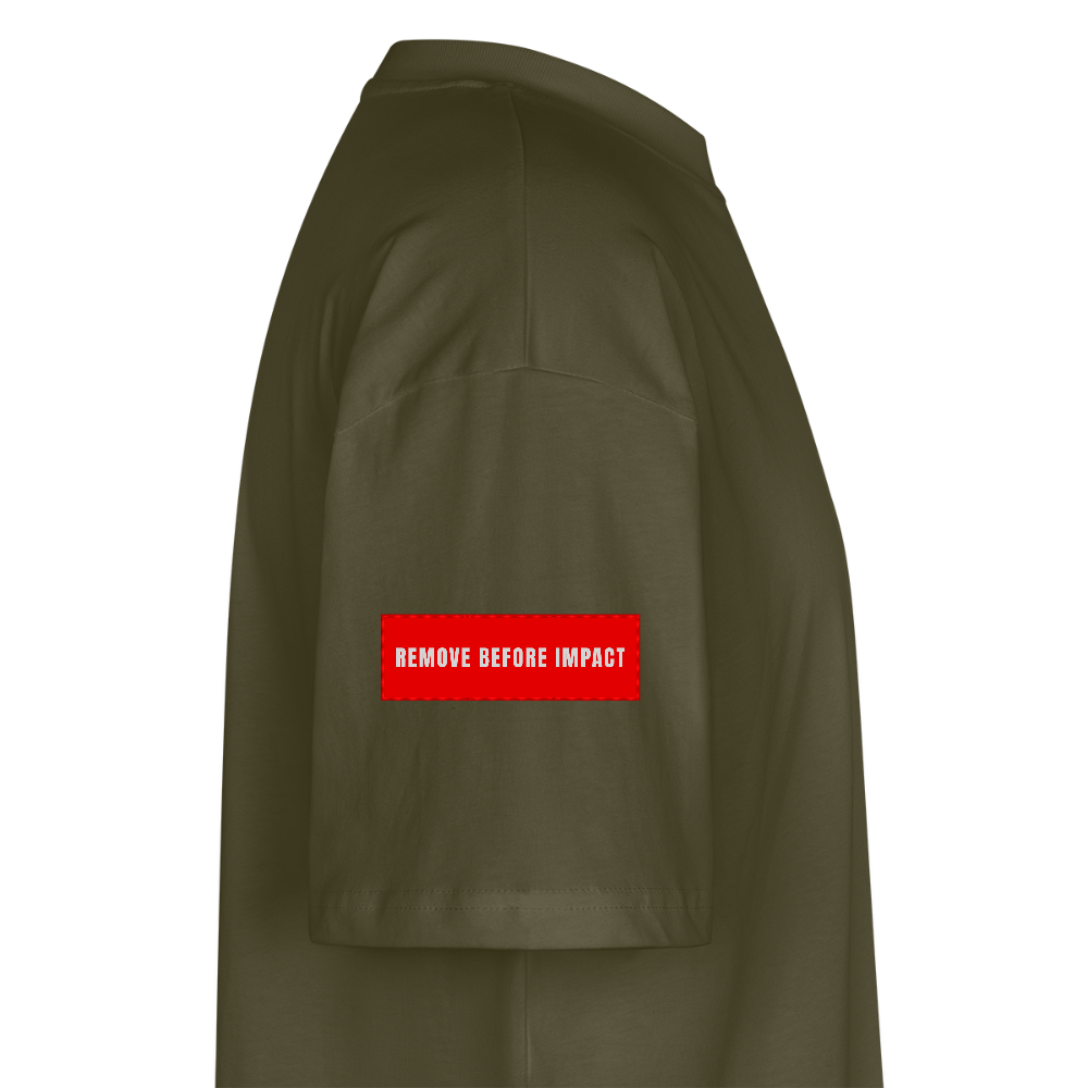 REMOVE BEFORE LIFT-OFF Shirt – Oversized Shirt mit Aviation & Gym Design (Unisex)| 100% Bio-Baumwolle - Khaki
