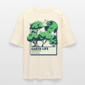 Unisex Organic Oversized Shirt „EARTH LIFE“ | Nachhaltiges Statement mit Rückendruck aus Bio-Baumwolle - Weißgrau