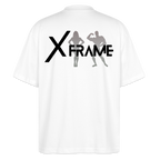 XFRAME Oversized Shirt Unisex | Premium Fitness T-Shirt mit Bodybuilding-Silhouette (Heller Stoff) - Weiß