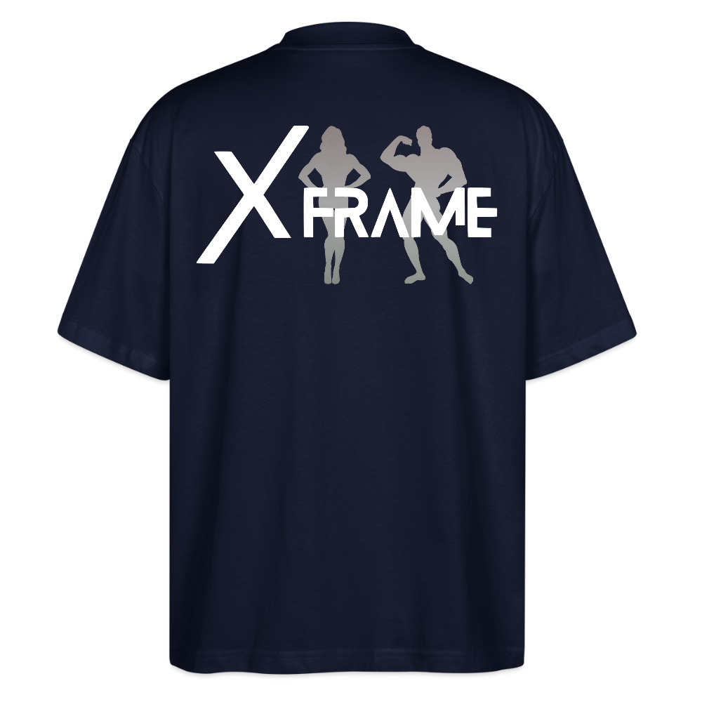 XFRAME Oversized Shirt Unisex | Premium Fitness T-Shirt mit Bodybuilding-Silhouette (Dunkler Stoff) - Navy