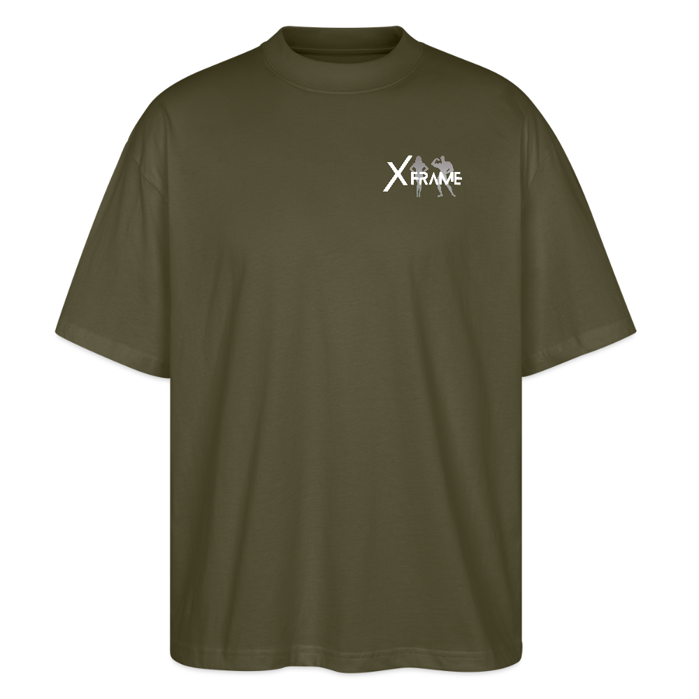 Premium Organic Unisex Oversized Shirt Team XFrame 2 | Stylisches Bodybuilding Shirt - Khaki