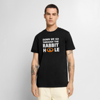 „Down The Rabbit Hole“ Schwarzes Loch | Astronomie & Physik Nerd Premium T-Shirt | Not Oversized, normal Fit - Schwarz