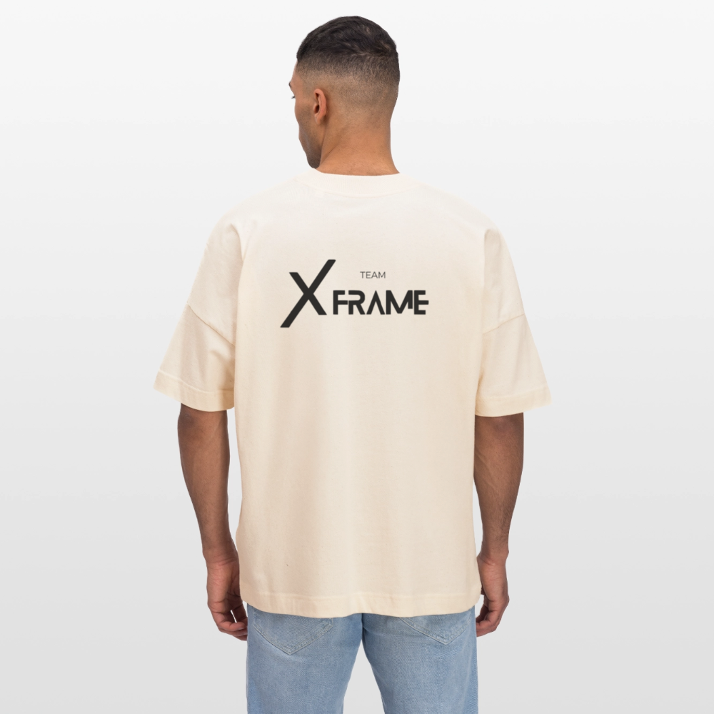 Premium Organic Oversized Shirt | Team XFrame | Stylisches Unisex Shirt für Bodybuilding, Fitness & Training (Heller Stoff) - Weißgrau