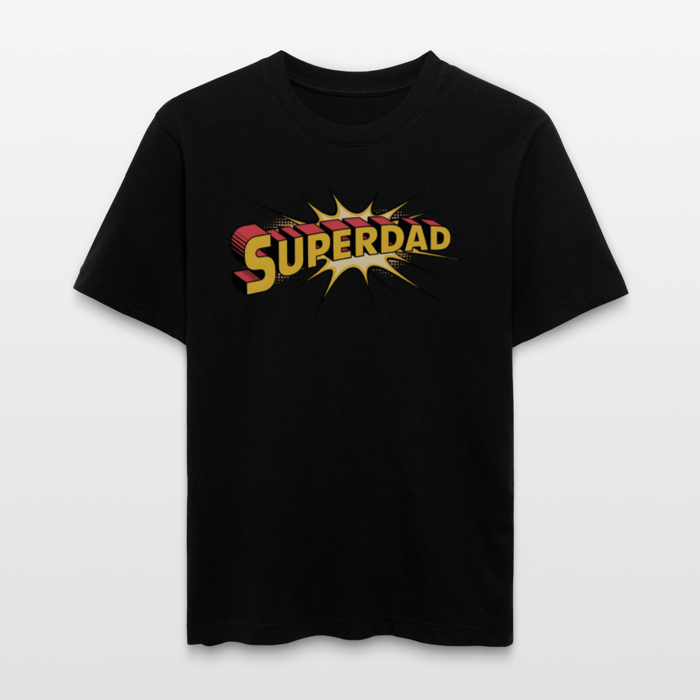 Superdad Relaxed Fit (Unisex) T-Shirt | Comic-inspiriertes Vatertagsdesign im Pop-Art-Stil - Schwarz