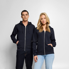 Warp Drive Unisex Premium Bio Zipper Hoodie – "Engage" Sci-Fi Raumschiff Fleece - Navy