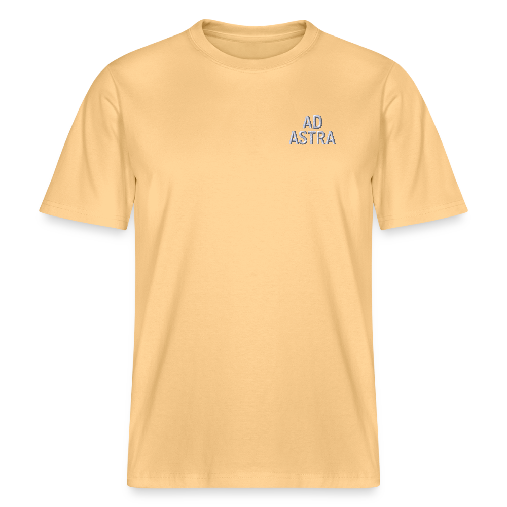 AD ASTRA Bestickung auf Organic Unisex Relaxed Fit Shirt | Nachhaltiges Space-Design mit 100% Bio-Baumwolle - Hellgelb