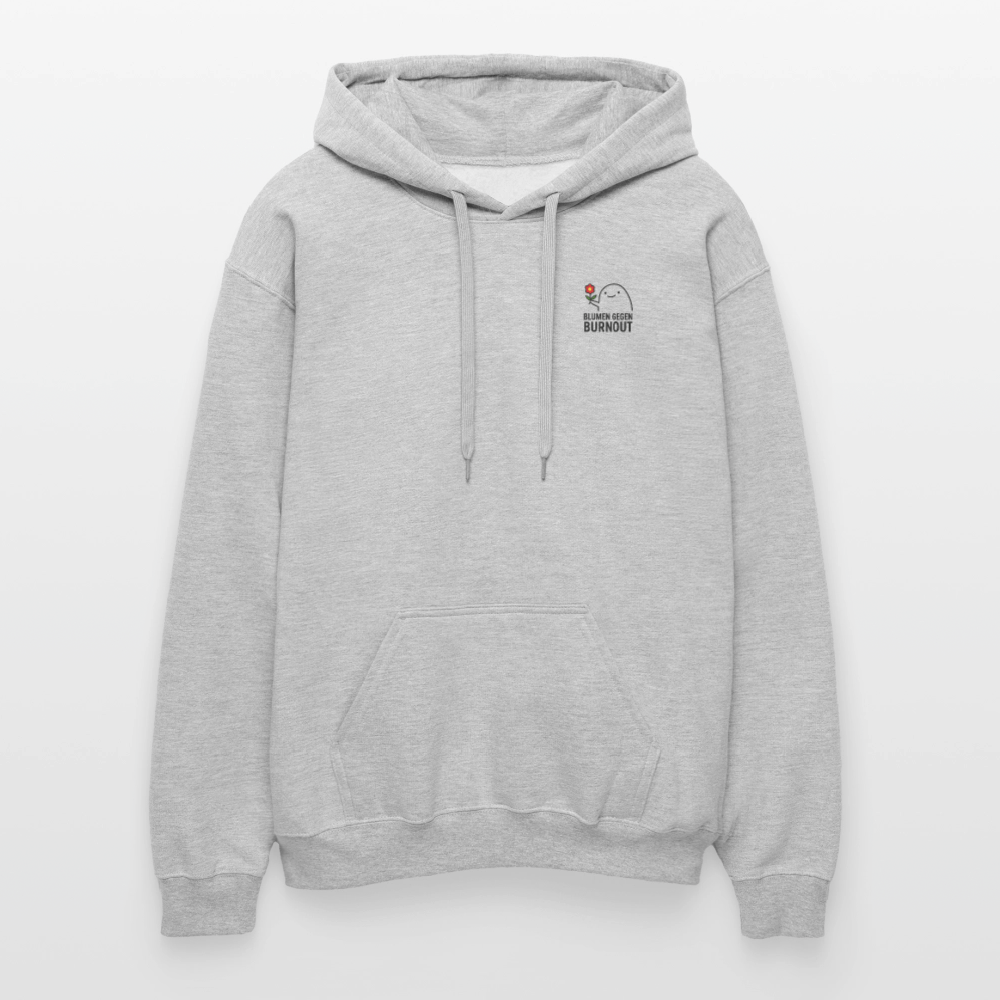Softstyle Hoodie „Blumen gegen Burnout“ | Midweight, Unisex, Brustprint - Hellgrau meliert
