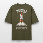 Premium Organic Oversized Shirt "Aerospace Engineer" | Backprint Rocket Science Design - Khaki