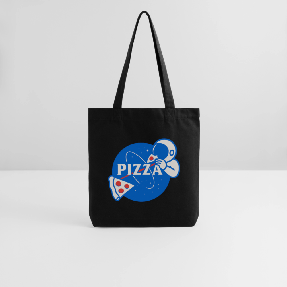 NASA Pizza Fusion Jutebeutel | Bio Stofftasche mit Astronaut-Pizza-Design - Schwarz